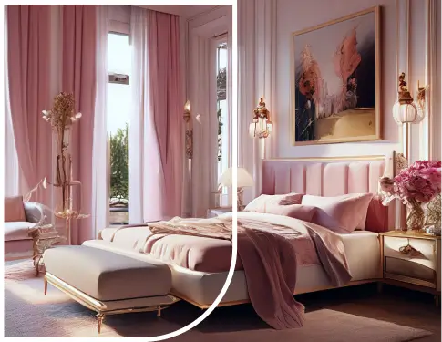 Bedroom Pink Curtains in Dubai
