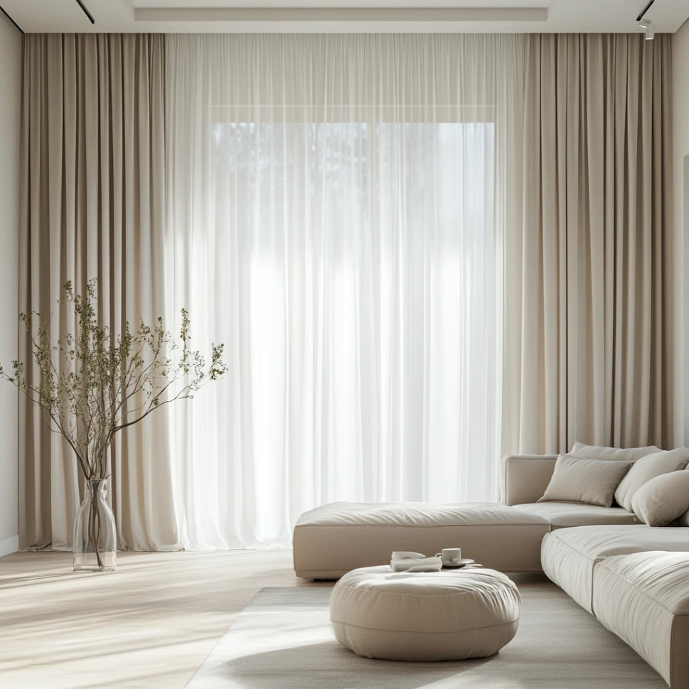 White Sheer With Blackout Curtains Dubai