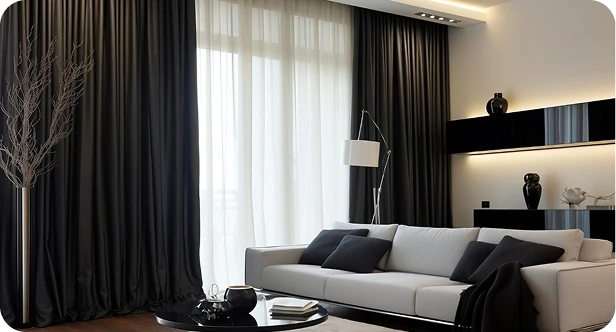 Premium Black Curtains in Dubai Villa